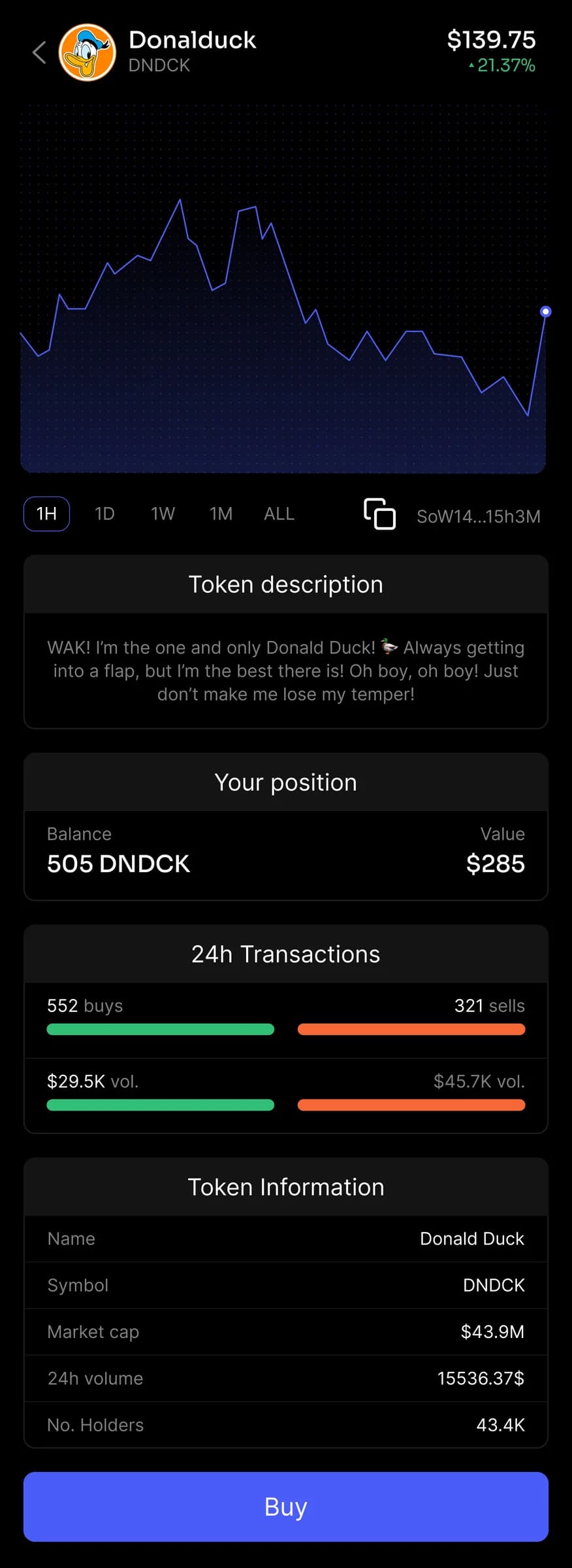 Thrust bonding curve trading and token creation flow